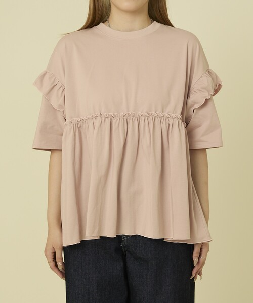 フリル襟Tシャツ　25AW セール】<UVカット＞multi functional 7分袖フリルTシャツ/機能性素材