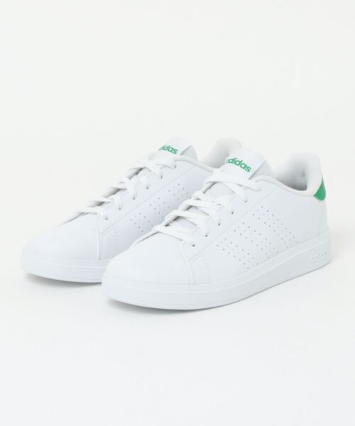 adidas(アディダス)の「《adidas》ADVANCOURT BASE 2.0 J(スニーカー・キッズ・ホワイト×グレー/ホワイト×ピンク/ホワイト×ブラック/ホワイト×グリーン/ブラック×ブラック/ホワイト系その他・22.0cm/25.0cm/24.5cm/24.0cm/23.5cm/23.0cm/22.5cm/25.5cm)」の1枚目の写真