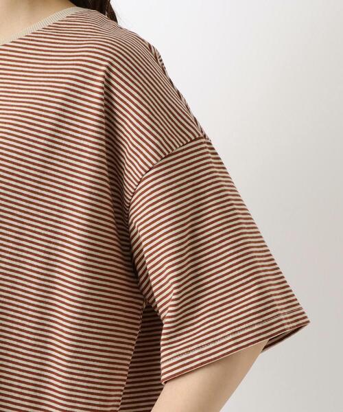 one'sterrace(ワンズテラス)の「コットン天竺 ボーダー5分袖プルオーバー(Tシャツ/カットソー・レディース・ブラック系8/オレンジ系その他5/カーキ系5・02)」の8枚目の写真
