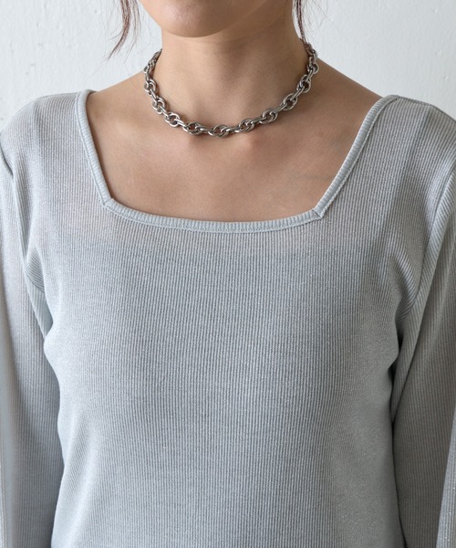 COLONY 2139(コロニートゥーワンスリーナイン)の「ラメフライス2WAYスクエアプルオーバー(Tシャツ/カットソー・レディース・ブラック/ブラック系その他/シルバー・FREE)」の9枚目の写真