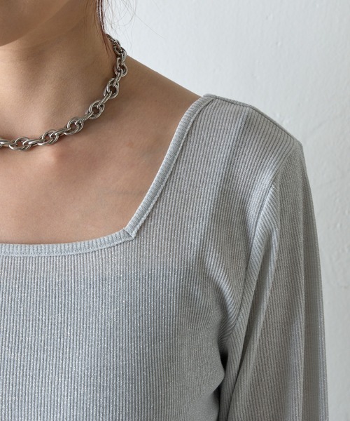 COLONY 2139(コロニートゥーワンスリーナイン)の「ラメフライス2WAYスクエアプルオーバー(Tシャツ/カットソー・レディース・ブラック/ブラック系その他/シルバー・FREE)」の10枚目の写真