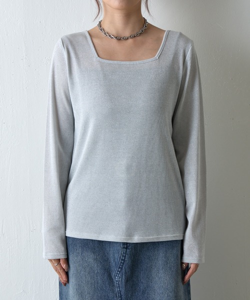 COLONY 2139(コロニートゥーワンスリーナイン)の「ラメフライス2WAYスクエアプルオーバー(Tシャツ/カットソー・レディース・ブラック/ブラック系その他/シルバー・FREE)」の13枚目の写真