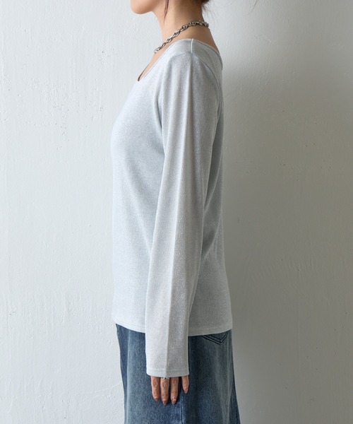 COLONY 2139(コロニートゥーワンスリーナイン)の「ラメフライス2WAYスクエアプルオーバー(Tシャツ/カットソー・レディース・ブラック/ブラック系その他/シルバー・FREE)」の14枚目の写真