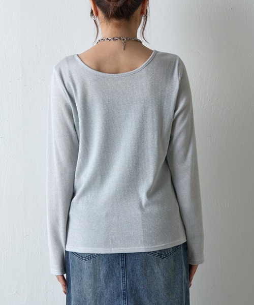 COLONY 2139(コロニートゥーワンスリーナイン)の「ラメフライス2WAYスクエアプルオーバー(Tシャツ/カットソー・レディース・ブラック/ブラック系その他/シルバー・FREE)」の4枚目の写真