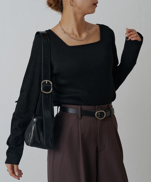 COLONY 2139(コロニートゥーワンスリーナイン)の「ラメフライス2WAYスクエアプルオーバー(Tシャツ/カットソー・レディース・ブラック/ブラック系その他/シルバー・FREE)」の22枚目の写真