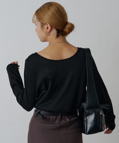 COLONY 2139(コロニートゥーワンスリーナイン)の「ラメフライス2WAYスクエアプルオーバー(Tシャツ/カットソー・レディース・ブラック/ブラック系その他/シルバー・FREE)」の20枚目の写真