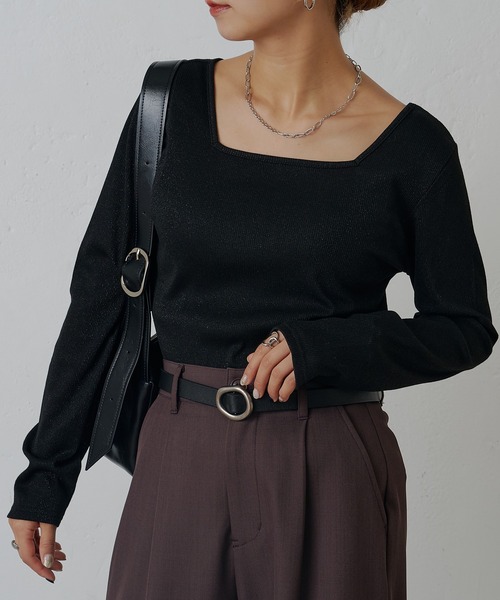 COLONY 2139(コロニートゥーワンスリーナイン)の「ラメフライス2WAYスクエアプルオーバー(Tシャツ/カットソー・レディース・ブラック/ブラック系その他/シルバー・FREE)」の19枚目の写真