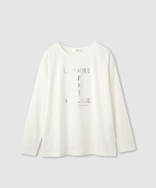 Mac-House(マックハウス)の「Idnes 箔ロゴプリント ロングスリーブTシャツ(Tシャツ/カットソー・レディース・グレー/ベージュ/オフホワイト・M)」の6枚目の写真