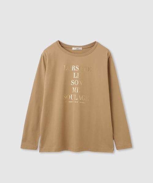 Mac-House(マックハウス)の「Idnes 箔ロゴプリント ロングスリーブTシャツ(Tシャツ/カットソー・レディース・グレー/ベージュ/オフホワイト・M)」の4枚目の写真