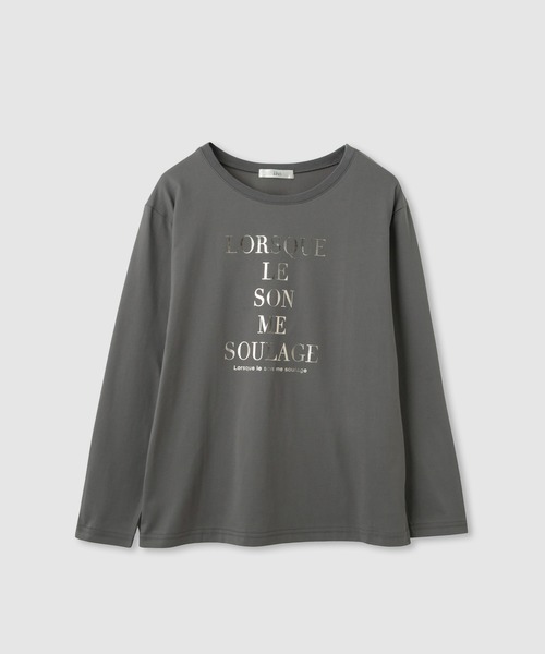 Mac-House(マックハウス)の「Idnes 箔ロゴプリント ロングスリーブTシャツ(Tシャツ/カットソー・レディース・グレー/ベージュ/オフホワイト・M)」の5枚目の写真