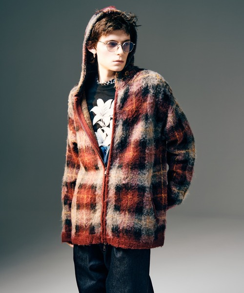 glamb(グラム)の「Check Knit Hoodie / チェックニットフーディー(ニット/セーター・メンズ・レッド/ブルー・S/M/L)」の10枚目の写真