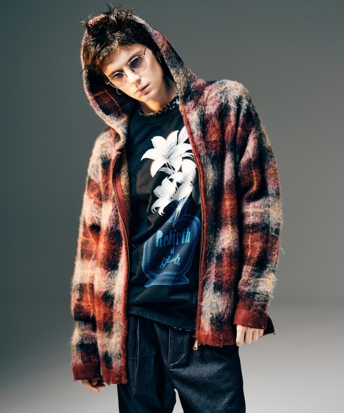 glamb(グラム)の「Check Knit Hoodie / チェックニットフーディー(ニット/セーター・メンズ・レッド/ブルー・S/M/L)」の11枚目の写真