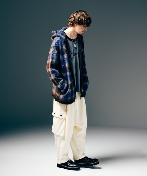 glamb(グラム)の「Check Knit Hoodie / チェックニットフーディー(ニット/セーター・メンズ・レッド/ブルー・S/M/L)」の14枚目の写真