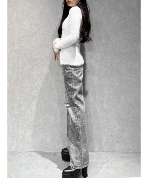 GYDA(ジェイダ)の「【WEB限定】【TINY低身長さん向け】ダブルZIPシャギーニットチュニックニットトップス(ニット/セーター・レディース・ブラック/オフホワイト・FREE)」の9枚目の写真