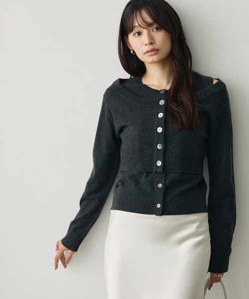 attiree(アティレー)の「レイヤードニットセット(ニット/セーター・レディース・チャコールグレー/カーキ/アイボリー・MEDIUM)」の3枚目の写真
