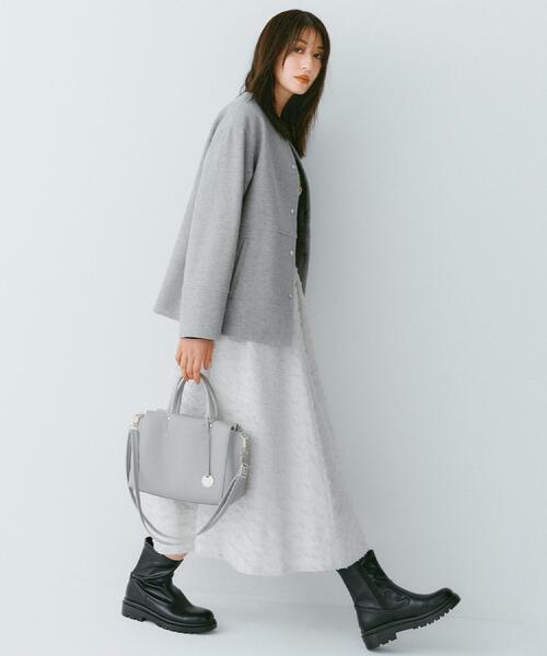 OPAQUE.CLIP（オペークドットクリップ）の「ウールライクメルトンノーカラーコート【洗濯機洗い可】（ノーカラーコート・レディース・グレー/ベージュ系8/ブラック/キャメル・36/38/40/42）」の8枚目の写真