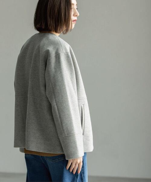 OPAQUE.CLIP（オペークドットクリップ）の「ウールライクメルトンノーカラーコート【洗濯機洗い可】（ノーカラーコート・レディース・グレー/ベージュ系8/ブラック/キャメル・36/38/40/42）」の14枚目の写真
