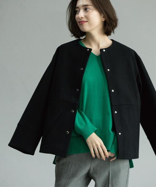 OPAQUE.CLIP（オペークドットクリップ）の「ウールライクメルトンノーカラーコート【洗濯機洗い可】（ノーカラーコート・レディース・グレー/ベージュ系8/ブラック/キャメル・36/38/40/42）」の15枚目の写真