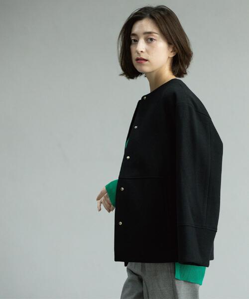 OPAQUE.CLIP（オペークドットクリップ）の「ウールライクメルトンノーカラーコート【洗濯機洗い可】（ノーカラーコート・レディース・グレー/ベージュ系8/ブラック/キャメル・36/38/40/42）」の16枚目の写真