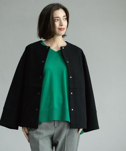 OPAQUE.CLIP（オペークドットクリップ）の「ウールライクメルトンノーカラーコート【洗濯機洗い可】（ノーカラーコート・レディース・グレー/ベージュ系8/ブラック/キャメル・36/38/40/42）」の17枚目の写真