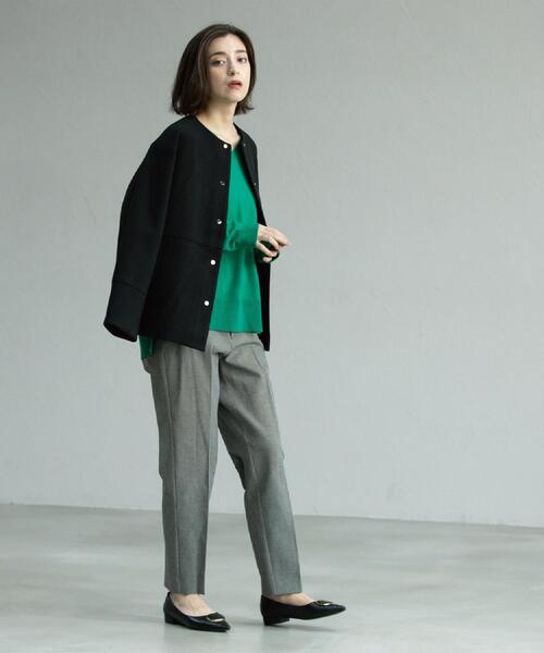 OPAQUE.CLIP（オペークドットクリップ）の「ウールライクメルトンノーカラーコート【洗濯機洗い可】（ノーカラーコート・レディース・グレー/ベージュ系8/ブラック/キャメル・36/38/40/42）」の21枚目の写真