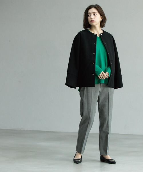 OPAQUE.CLIP（オペークドットクリップ）の「ウールライクメルトンノーカラーコート【洗濯機洗い可】（ノーカラーコート・レディース・グレー/ベージュ系8/ブラック/キャメル・36/38/40/42）」の22枚目の写真