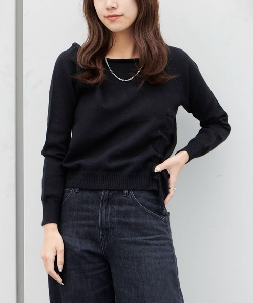 Chick(チック)の「Gathered Design Knit/ギャザーデザインニット(ニット/セーター・レディース・ホワイト/グレー/ブラック・FREE)」の3枚目の写真