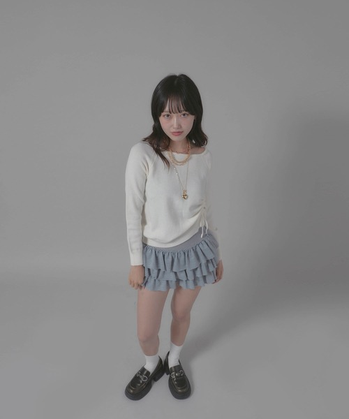 Chick(チック)の「Gathered Design Knit/ギャザーデザインニット(ニット/セーター・レディース・ホワイト/グレー/ブラック・FREE)」の17枚目の写真