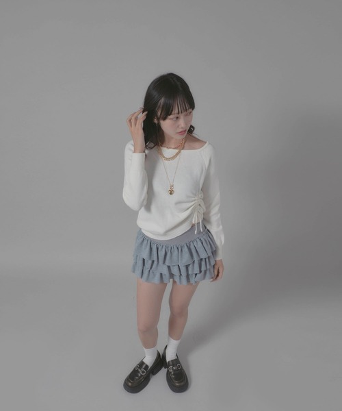 Chick(チック)の「Gathered Design Knit/ギャザーデザインニット(ニット/セーター・レディース・ホワイト/グレー/ブラック・FREE)」の18枚目の写真