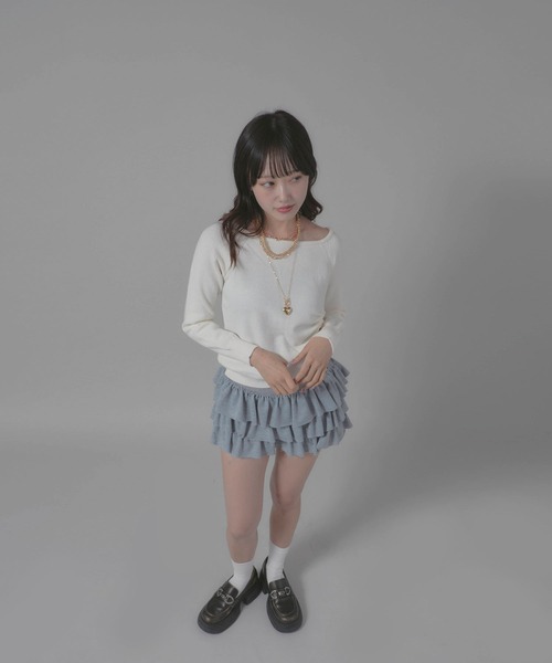 Chick(チック)の「Gathered Design Knit/ギャザーデザインニット(ニット/セーター・レディース・ホワイト/グレー/ブラック・FREE)」の19枚目の写真