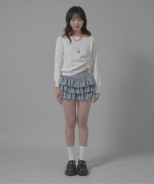 Chick(チック)の「Gathered Design Knit/ギャザーデザインニット(ニット/セーター・レディース・ホワイト/グレー/ブラック・FREE)」の10枚目の写真