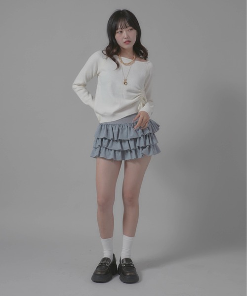 Chick(チック)の「Gathered Design Knit/ギャザーデザインニット(ニット/セーター・レディース・ホワイト/グレー/ブラック・FREE)」の15枚目の写真