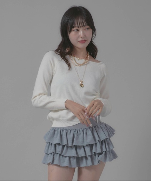 Chick(チック)の「Gathered Design Knit/ギャザーデザインニット(ニット/セーター・レディース・ホワイト/グレー/ブラック・FREE)」の13枚目の写真