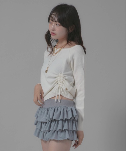 Chick(チック)の「Gathered Design Knit/ギャザーデザインニット(ニット/セーター・レディース・ホワイト/グレー/ブラック・FREE)」の14枚目の写真