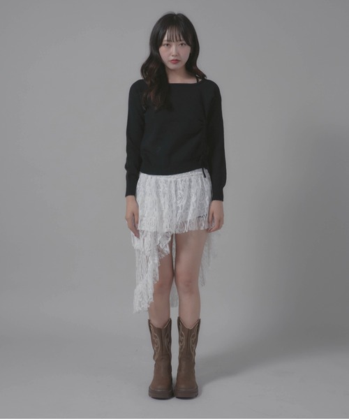 Chick(チック)の「Gathered Design Knit/ギャザーデザインニット(ニット/セーター・レディース・ホワイト/グレー/ブラック・FREE)」の21枚目の写真