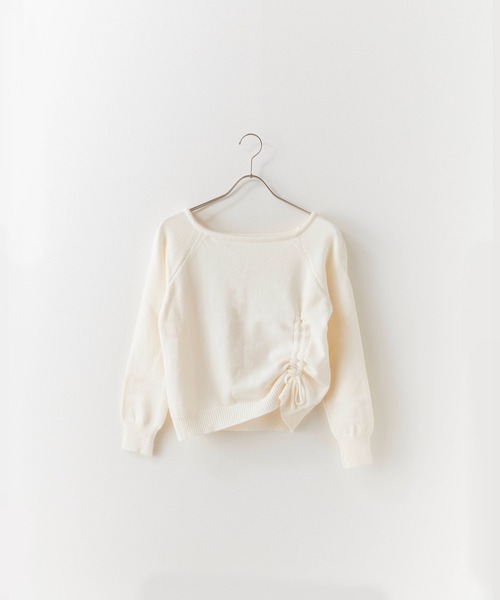 Chick(チック)の「Gathered Design Knit/ギャザーデザインニット(ニット/セーター・レディース・ホワイト/グレー/ブラック・FREE)」の9枚目の写真