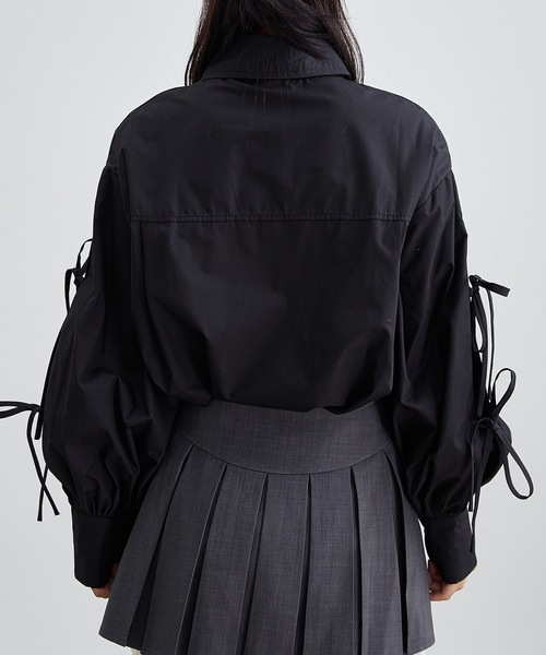 Lace Ladies（レースレディース）の「配リボン ソリッドカラー 前開き ボタン ブラウス（シャツ/ブラウス・レディース・ホワイト/ブラック/ブルー/グレー・S/FREE）」の9枚目の写真