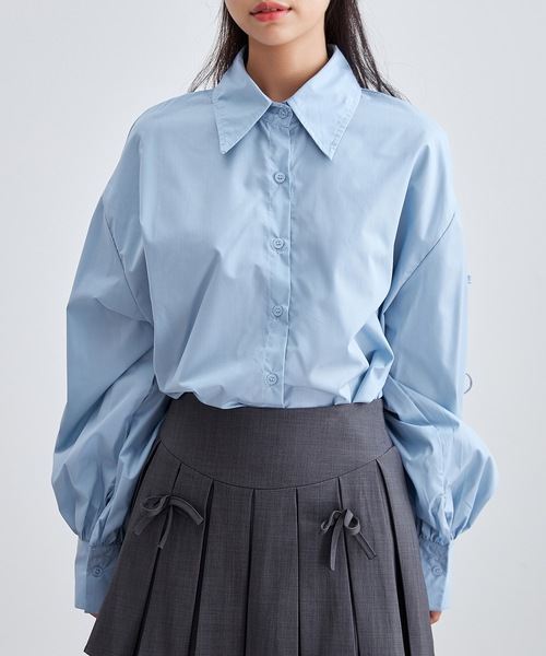 Lace Ladies（レースレディース）の「配リボン ソリッドカラー 前開き ボタン ブラウス（シャツ/ブラウス・レディース・ホワイト/ブラック/ブルー/グレー・S/FREE）」の10枚目の写真
