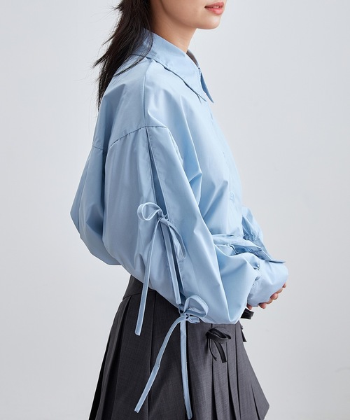 Lace Ladies（レースレディース）の「配リボン ソリッドカラー 前開き ボタン ブラウス（シャツ/ブラウス・レディース・ホワイト/ブラック/ブルー/グレー・S/FREE）」の13枚目の写真