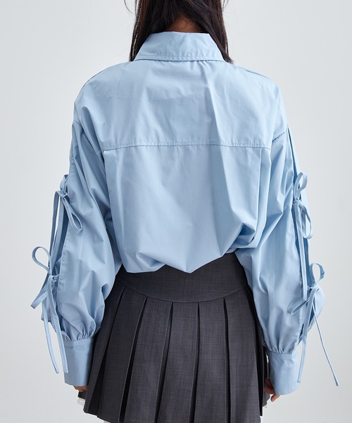 Lace Ladies（レースレディース）の「配リボン ソリッドカラー 前開き ボタン ブラウス（シャツ/ブラウス・レディース・ホワイト/ブラック/ブルー/グレー・S/FREE）」の14枚目の写真