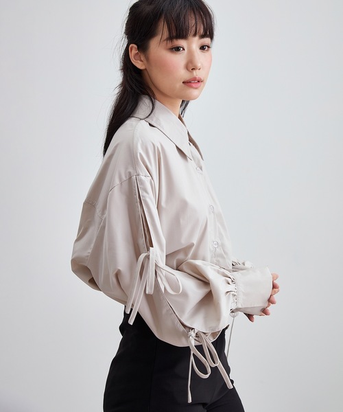 Lace Ladies（レースレディース）の「配リボン ソリッドカラー 前開き ボタン ブラウス（シャツ/ブラウス・レディース・ホワイト/ブラック/ブルー/グレー・S/FREE）」の17枚目の写真