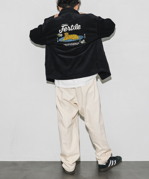 セール】限定展開 リラックスフィット バック刺繍 コーデュロイ ジップ