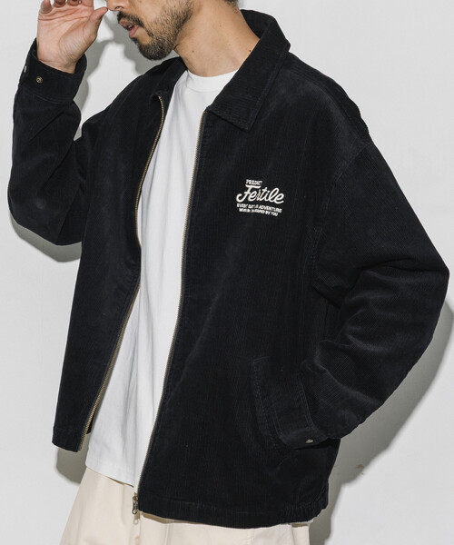 セール】限定展開 リラックスフィット バック刺繍 コーデュロイ ジップ