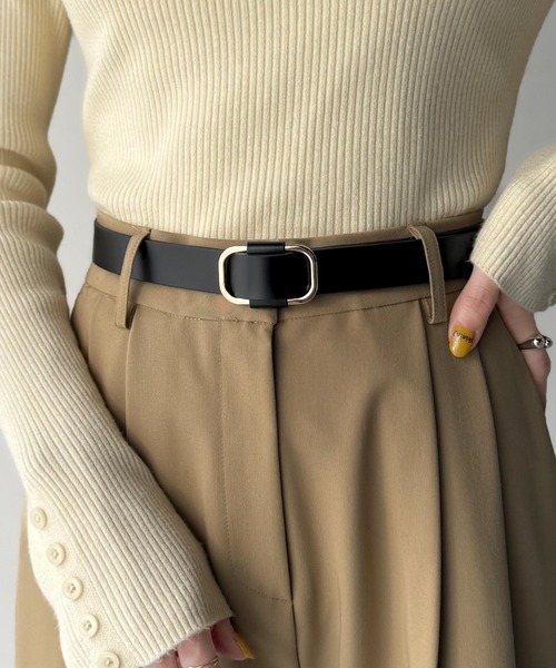 classicalelf（クラシカルエルフ）の「上質レザーでスタイリングを格上げ◎牛床革ピンレススクエアーバックルレザーベルト（ベルト・レディース・ブラウン系1/ブラウン系2/ブラック系2/ブラック系1・ONE SIZE）」の12枚目の写真