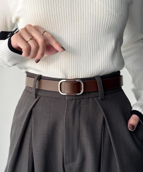 classicalelf（クラシカルエルフ）の「上質レザーでスタイリングを格上げ◎牛床革ピンレススクエアーバックルレザーベルト（ベルト・レディース・ブラウン系1/ブラウン系2/ブラック系2/ブラック系1・ONE SIZE）」の19枚目の写真