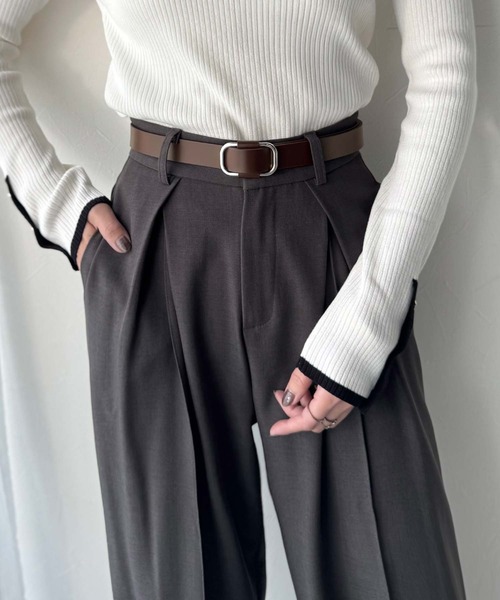 classicalelf（クラシカルエルフ）の「上質レザーでスタイリングを格上げ◎牛床革ピンレススクエアーバックルレザーベルト（ベルト・レディース・ブラウン系1/ブラウン系2/ブラック系2/ブラック系1・ONE SIZE）」の20枚目の写真