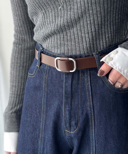 classicalelf（クラシカルエルフ）の「上質レザーでスタイリングを格上げ◎牛床革ピンレススクエアーバックルレザーベルト（ベルト・レディース・ブラウン系1/ブラウン系2/ブラック系2/ブラック系1・ONE SIZE）」の22枚目の写真