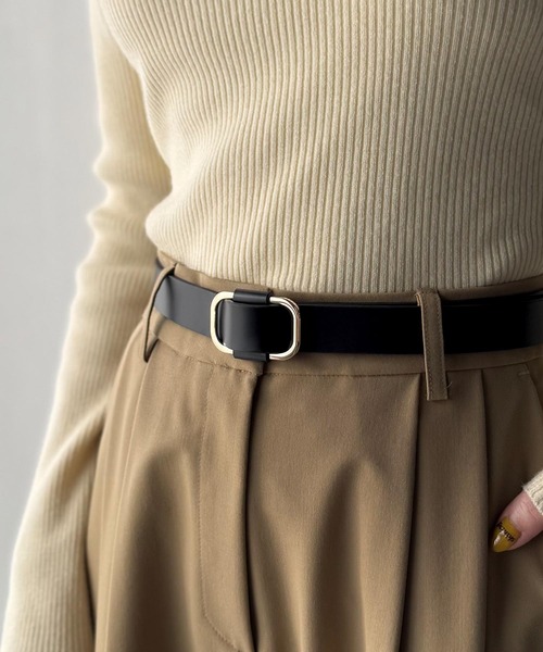 classicalelf（クラシカルエルフ）の「上質レザーでスタイリングを格上げ◎牛床革ピンレススクエアーバックルレザーベルト（ベルト・レディース・ブラウン系1/ブラウン系2/ブラック系2/ブラック系1・ONE SIZE）」の13枚目の写真