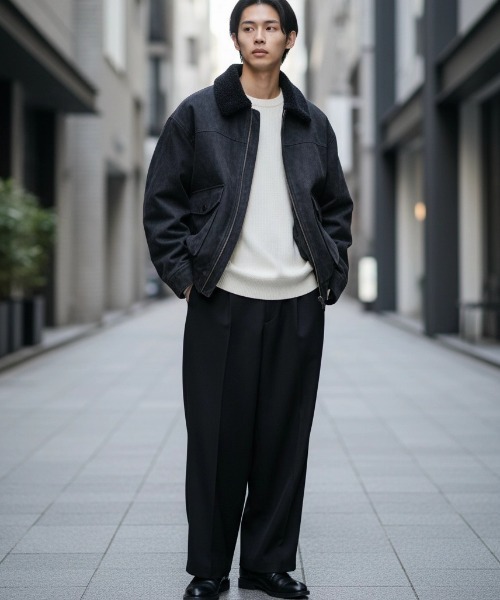 ジャケット・アウター JACKET,FIYER'S INTERMEDIATE TYPE A-2 L Men's Half-Zip Long Sleeve Outerwear Jacket, Insulated Air Half Zip, P