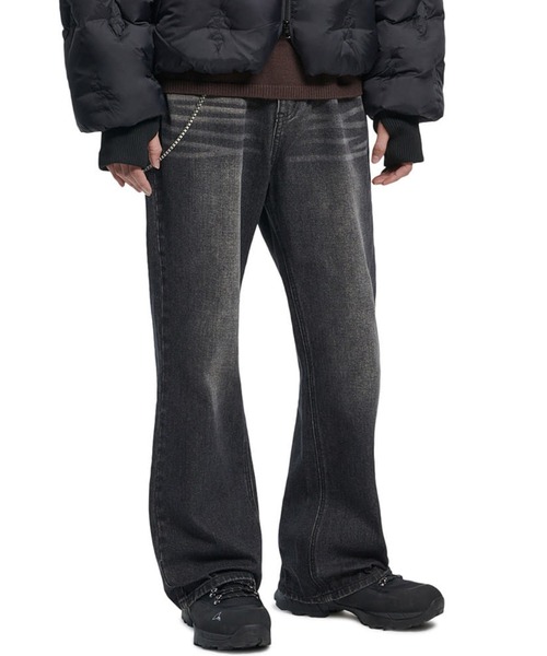 A'GEM 赤ライン デニム A'GEM/9 × .kom 『.kom/ドットケーオーエム』カットフレア